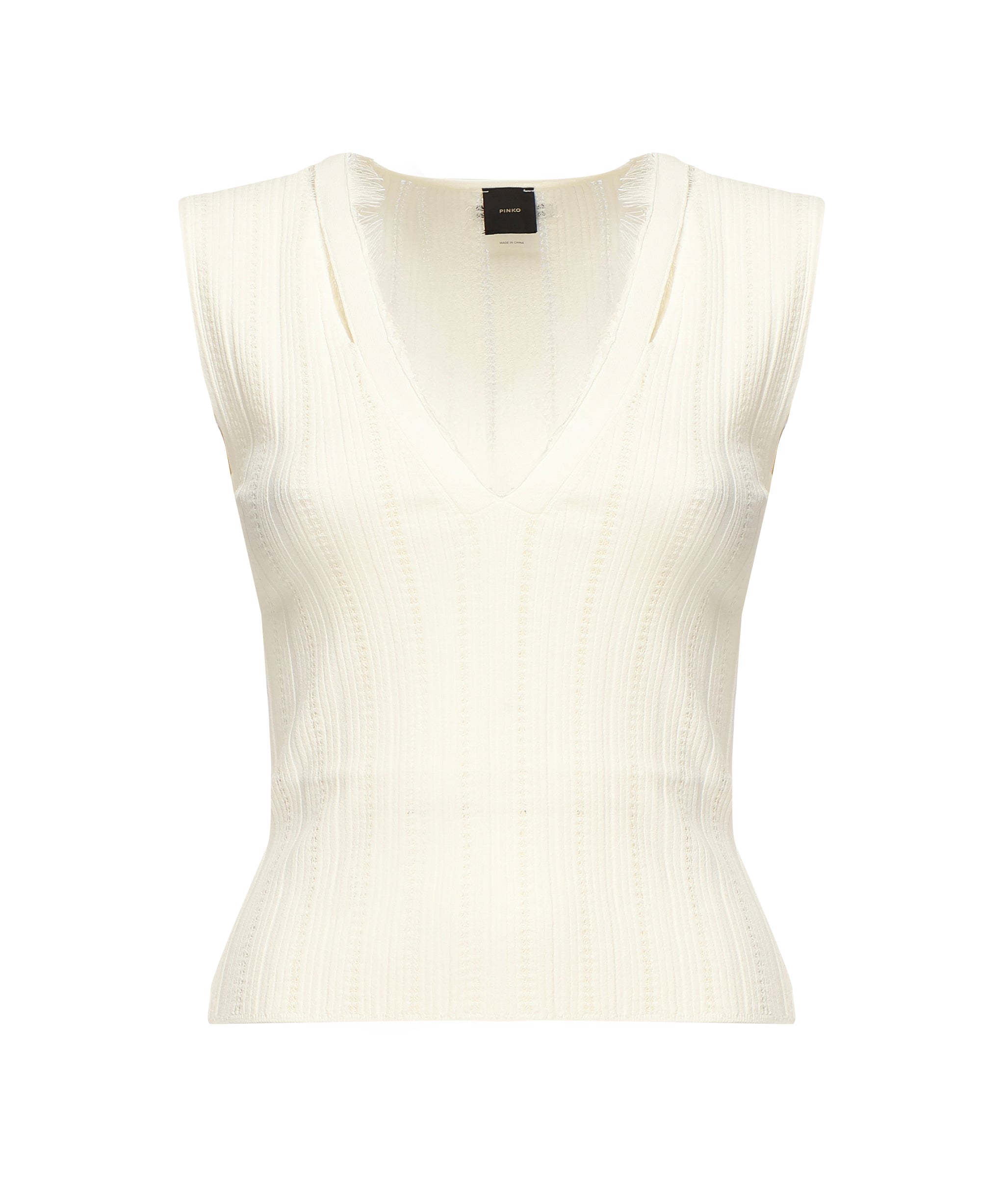 Top smanicato seta e cachemire a costine 104741 A2FRZ09 PINKO 