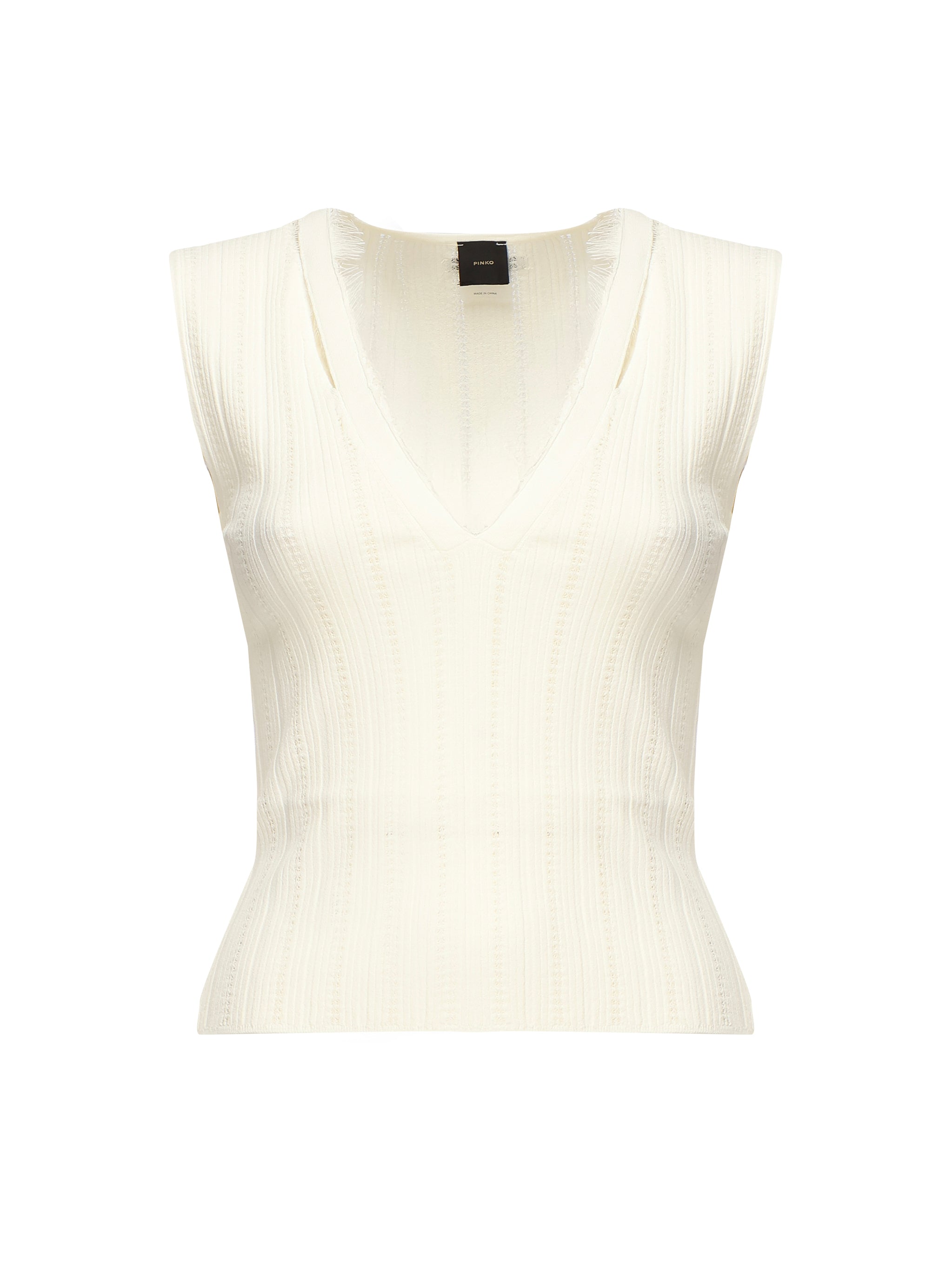 Top smanicato seta e cachemire a costine 104741 A2FRZ09 PINKO 