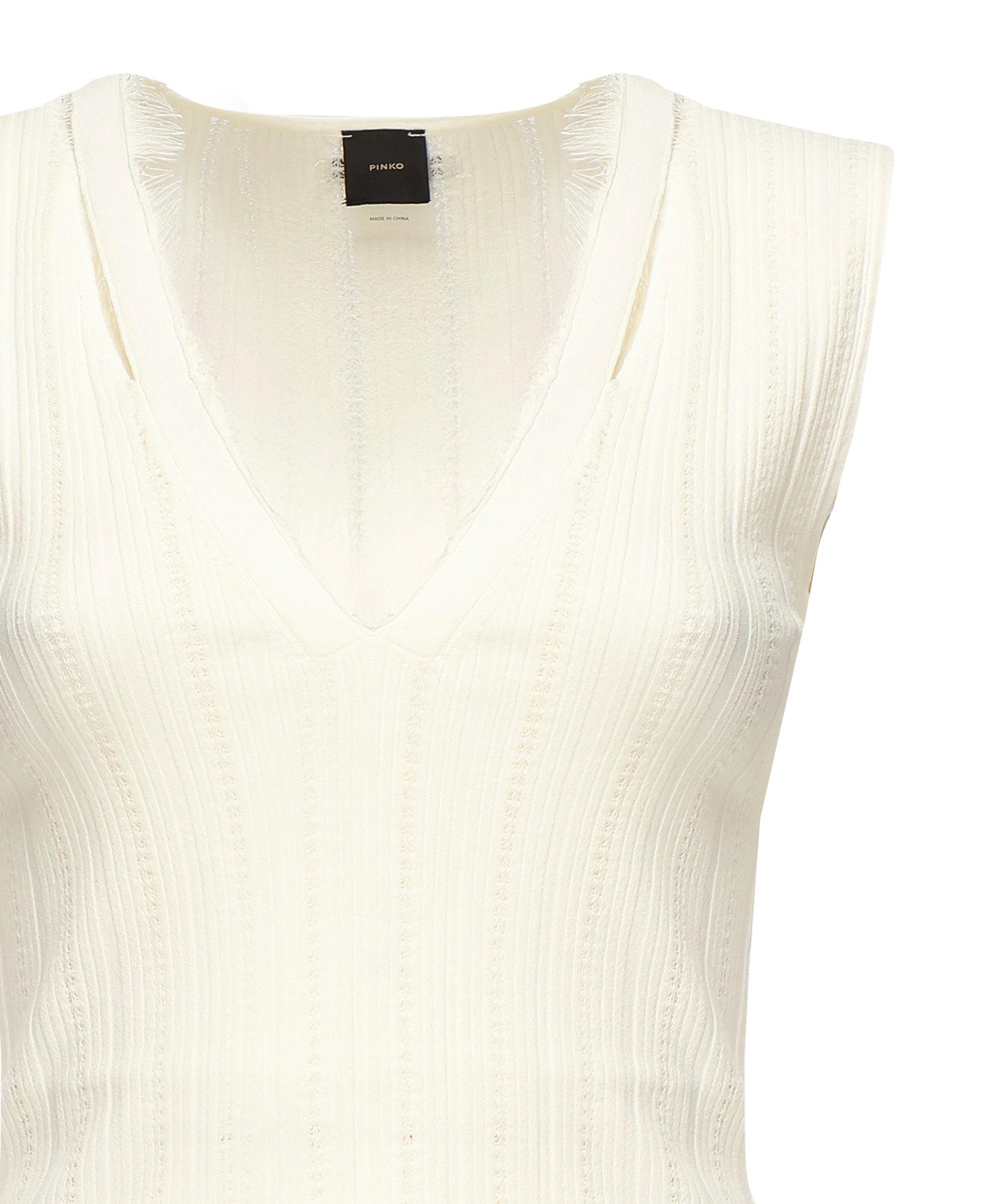 Top smanicato seta e cachemire a costine 104741 A2FRZ09 PINKO 