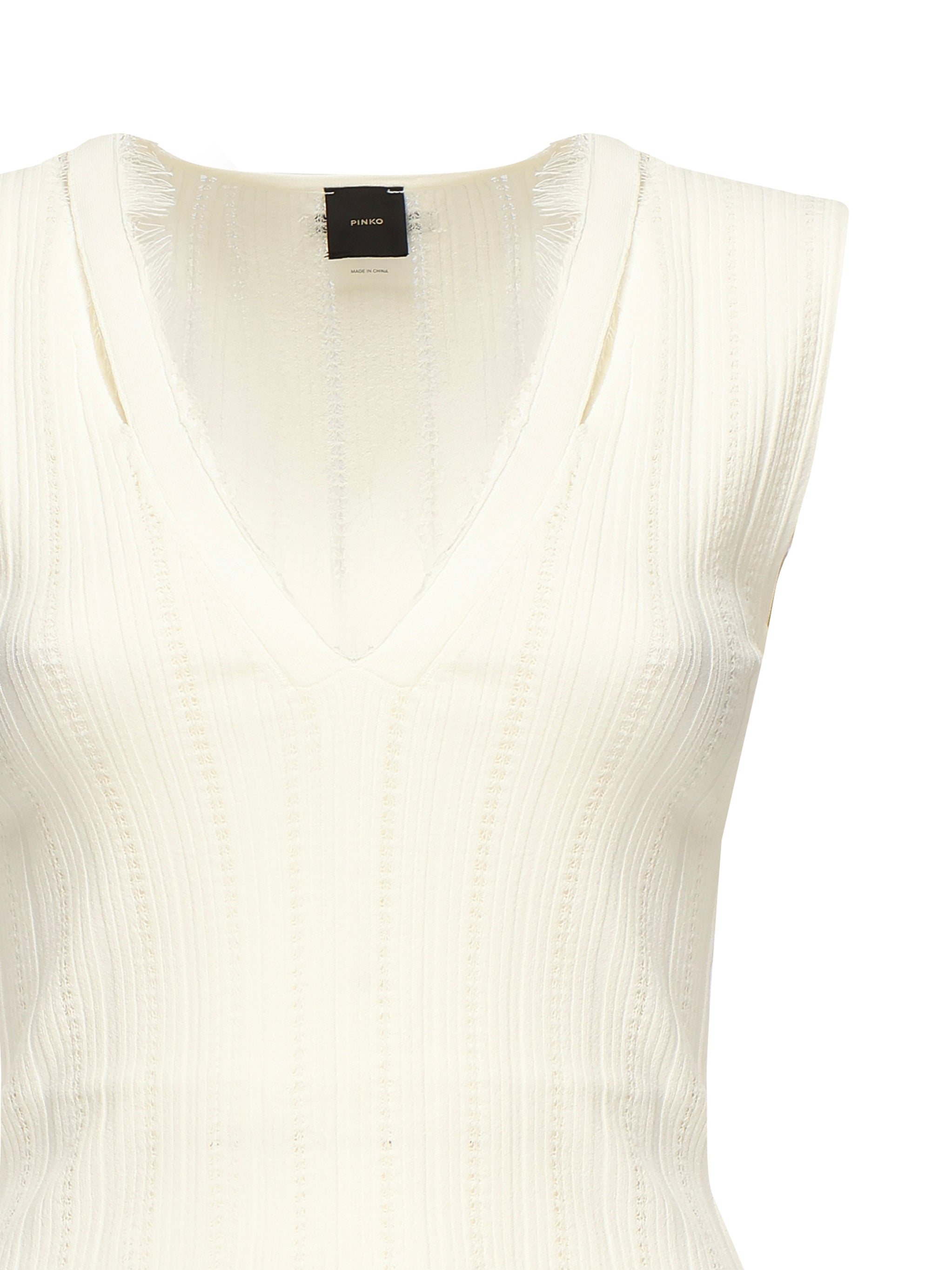 Top smanicato seta e cachemire a costine 104741 A2FRZ09 PINKO 