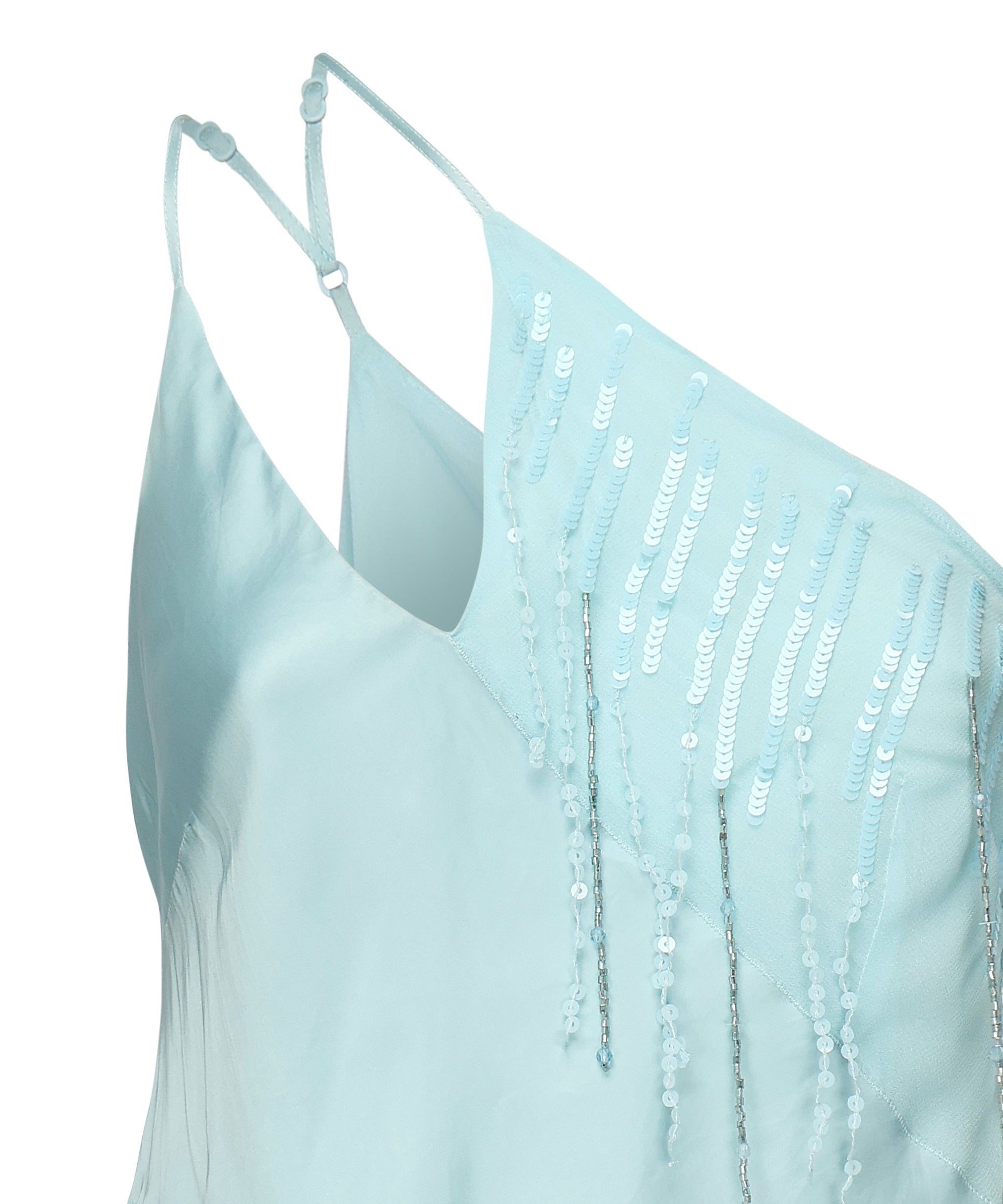 Top monospalla in raso con pizzo e paillettes 104765 A2DGE28 PINKO 