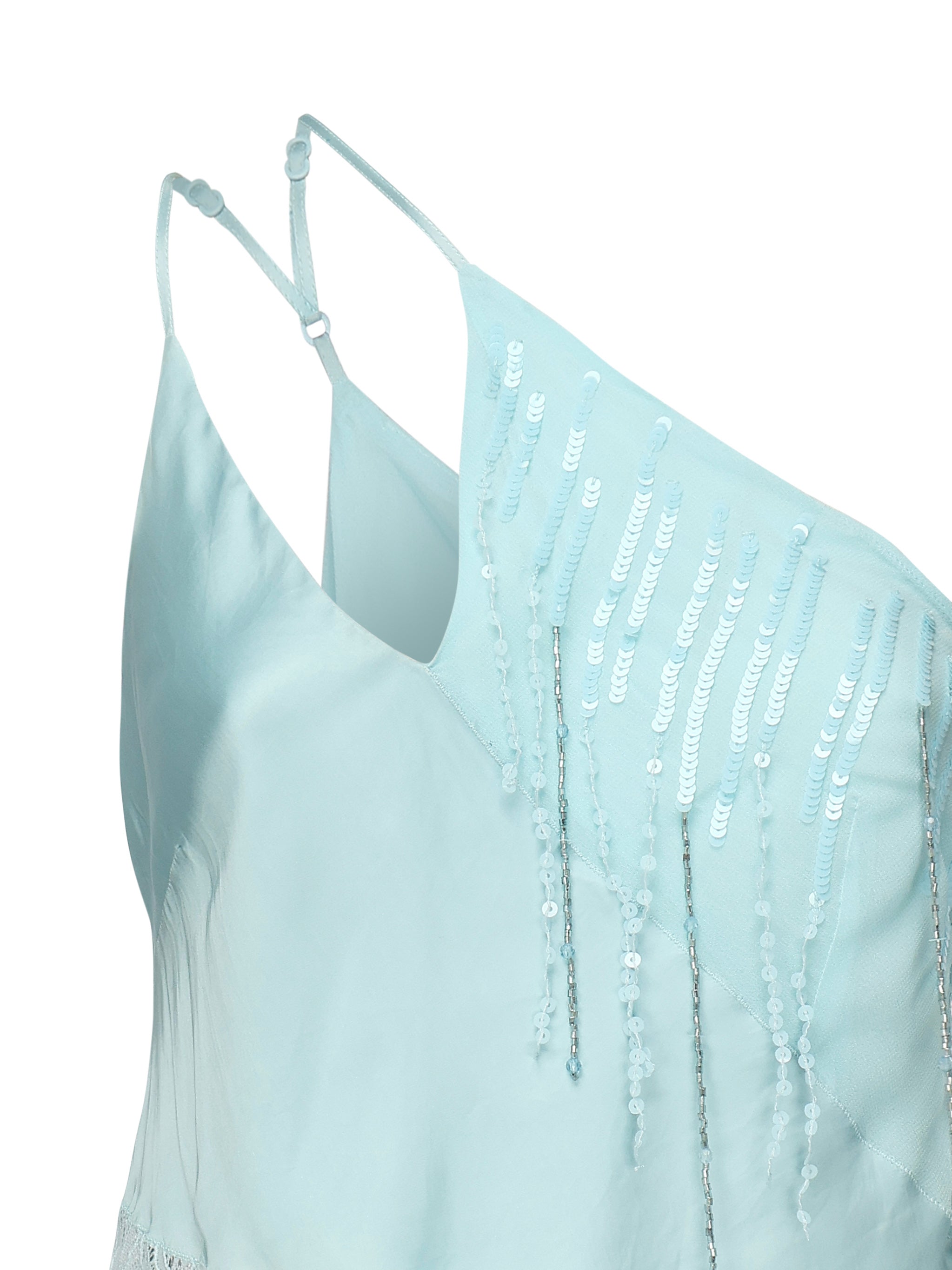 Top monospalla in raso con pizzo e paillettes 104765 A2DGE28 PINKO 