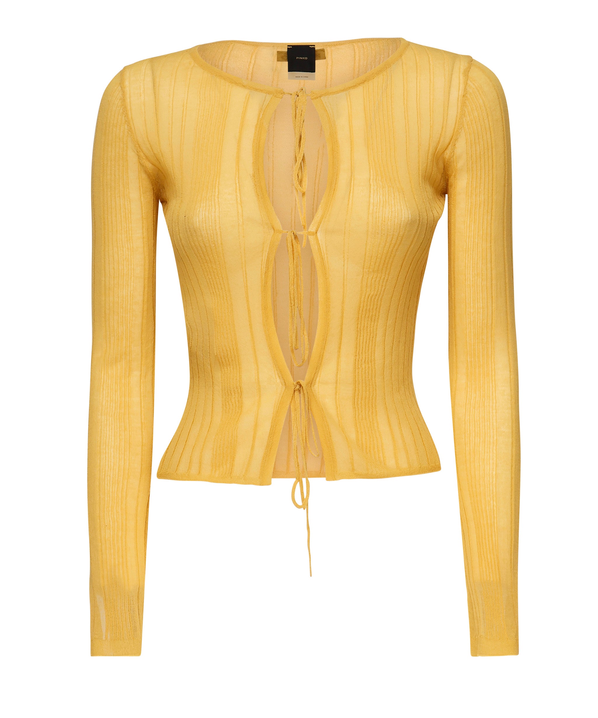 Maglia costine aperta con laccetti 104771 A1NDC43 PINKO 