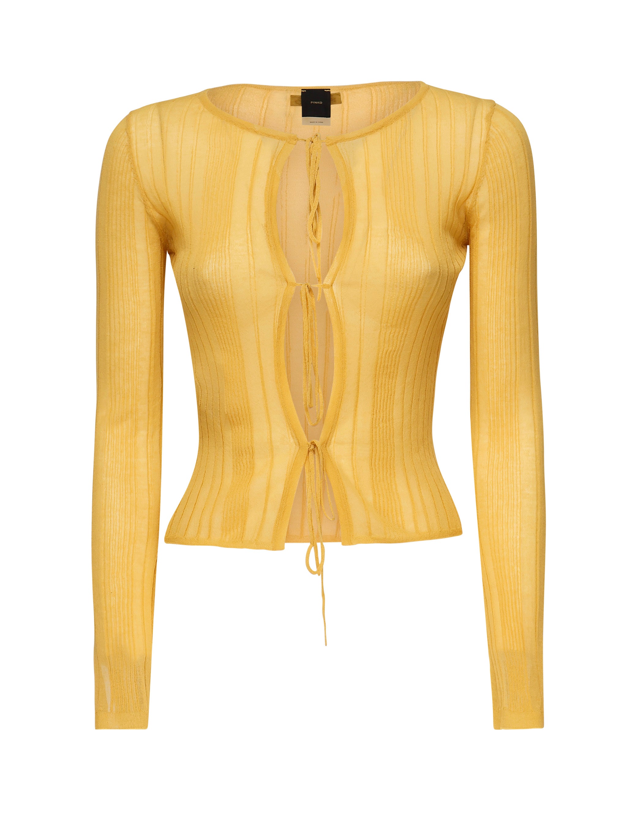 Maglia costine aperta con laccetti 104771 A1NDC43 PINKO 