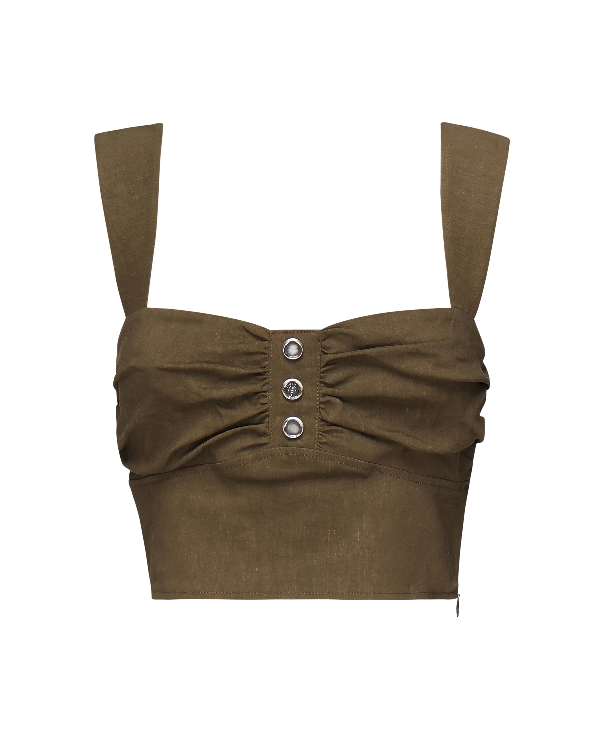 Crop top in lino con bottoni 104885 A0IMX26 PINKO 