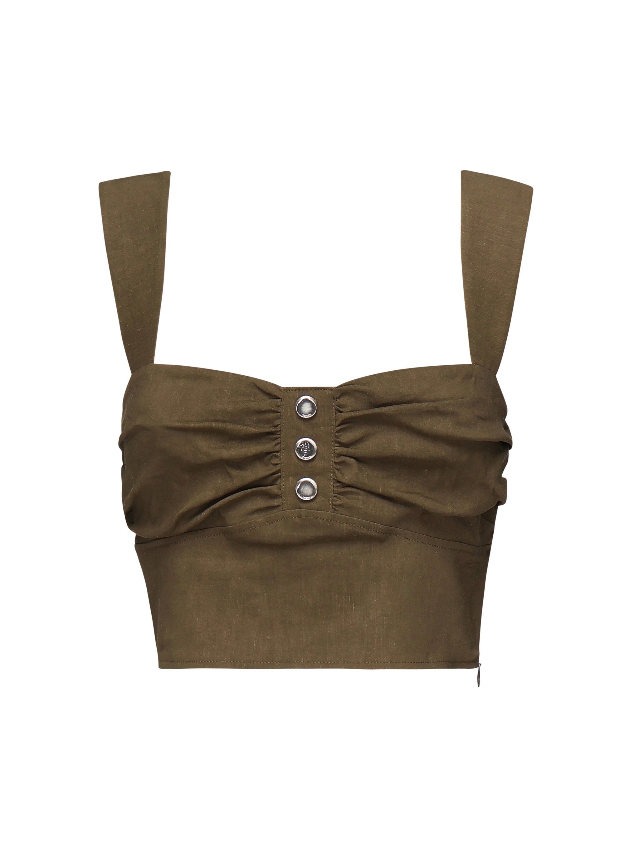 Crop top in lino con bottoni 104885 A0IMX26 PINKO 