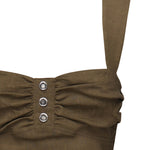 Crop top in lino con bottoni 104885 A0IMX26 PINKO 