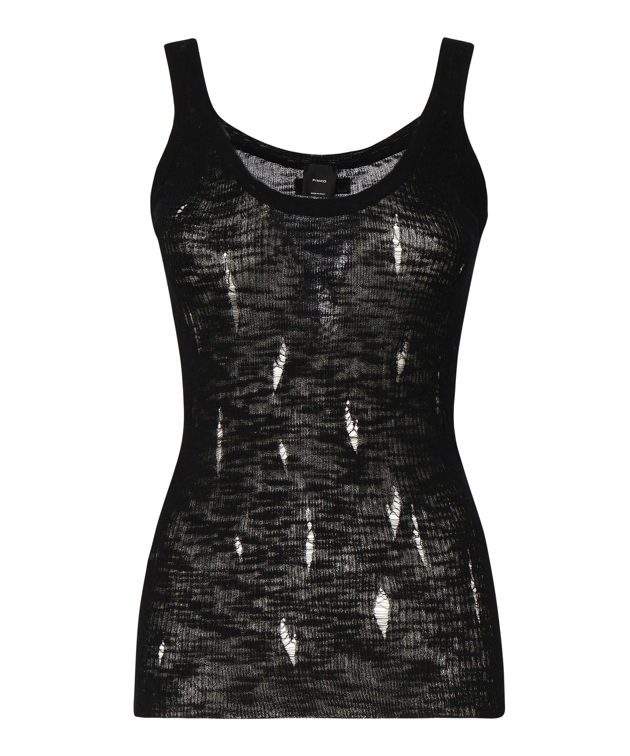 Canottiera a costine con strappi 105143 A2LPZ99 PINKO 