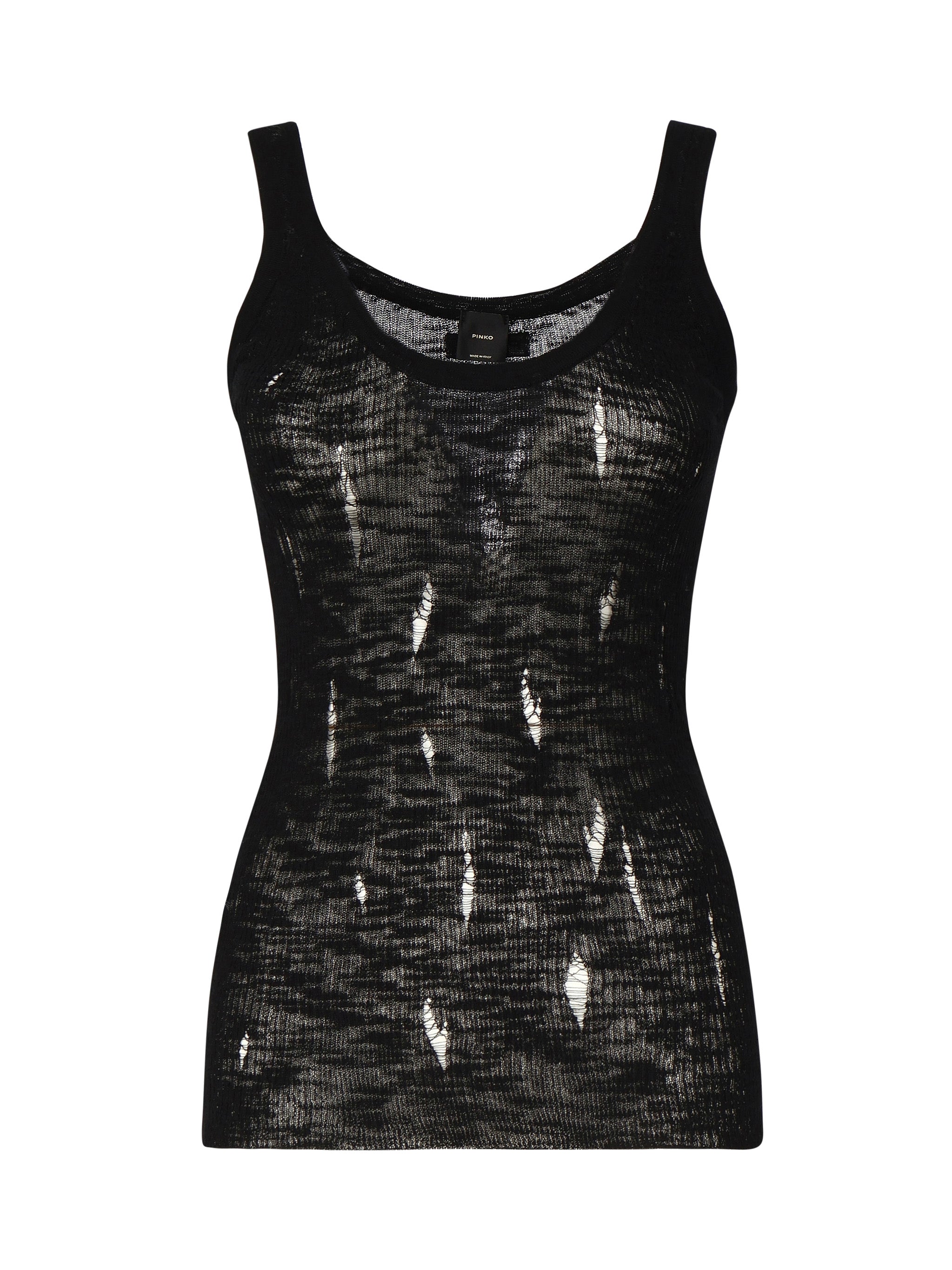 Canottiera a costine con strappi 105143 A2LPZ99 PINKO 