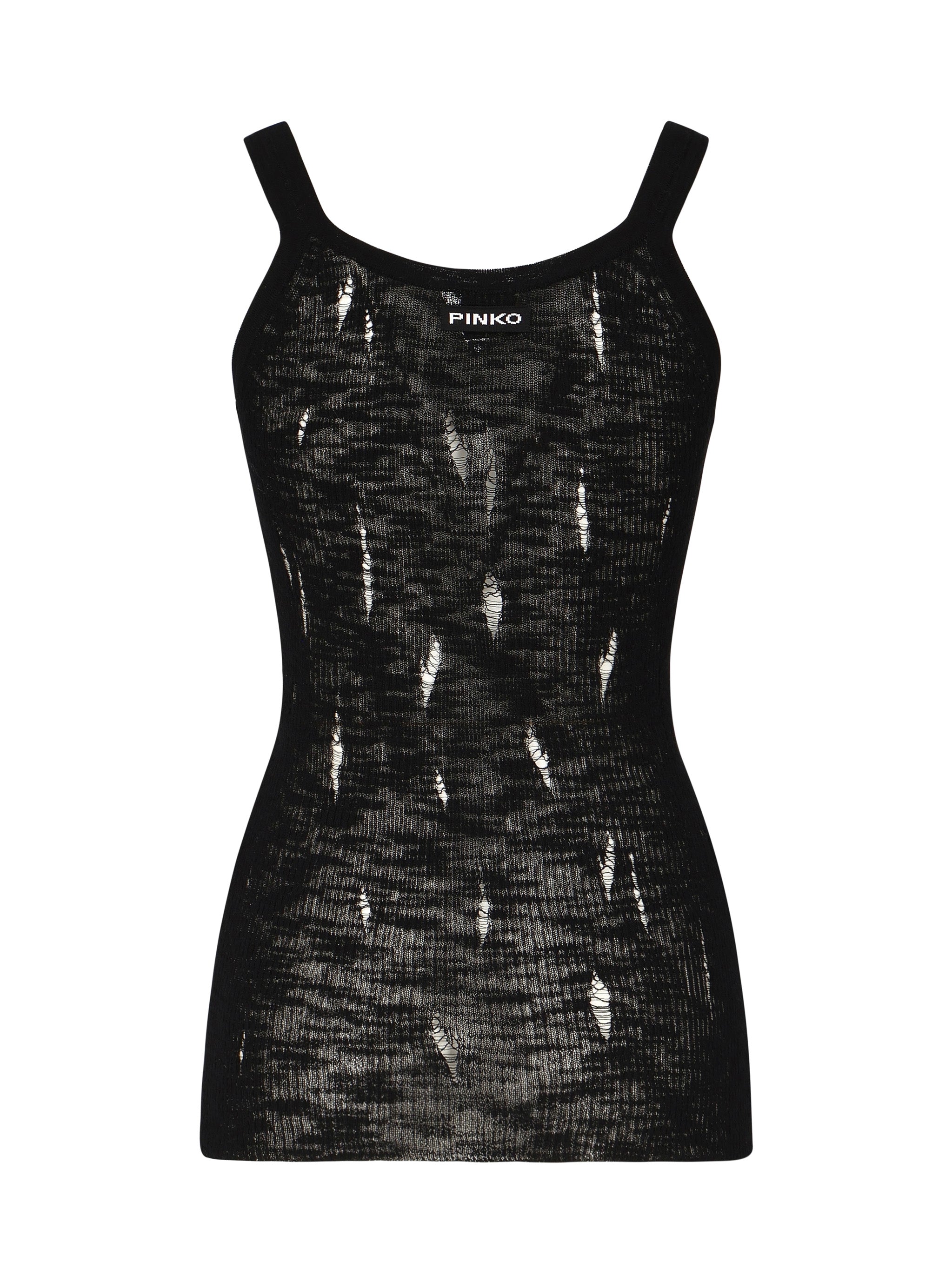 Canottiera a costine con strappi 105143 A2LPZ99 PINKO 