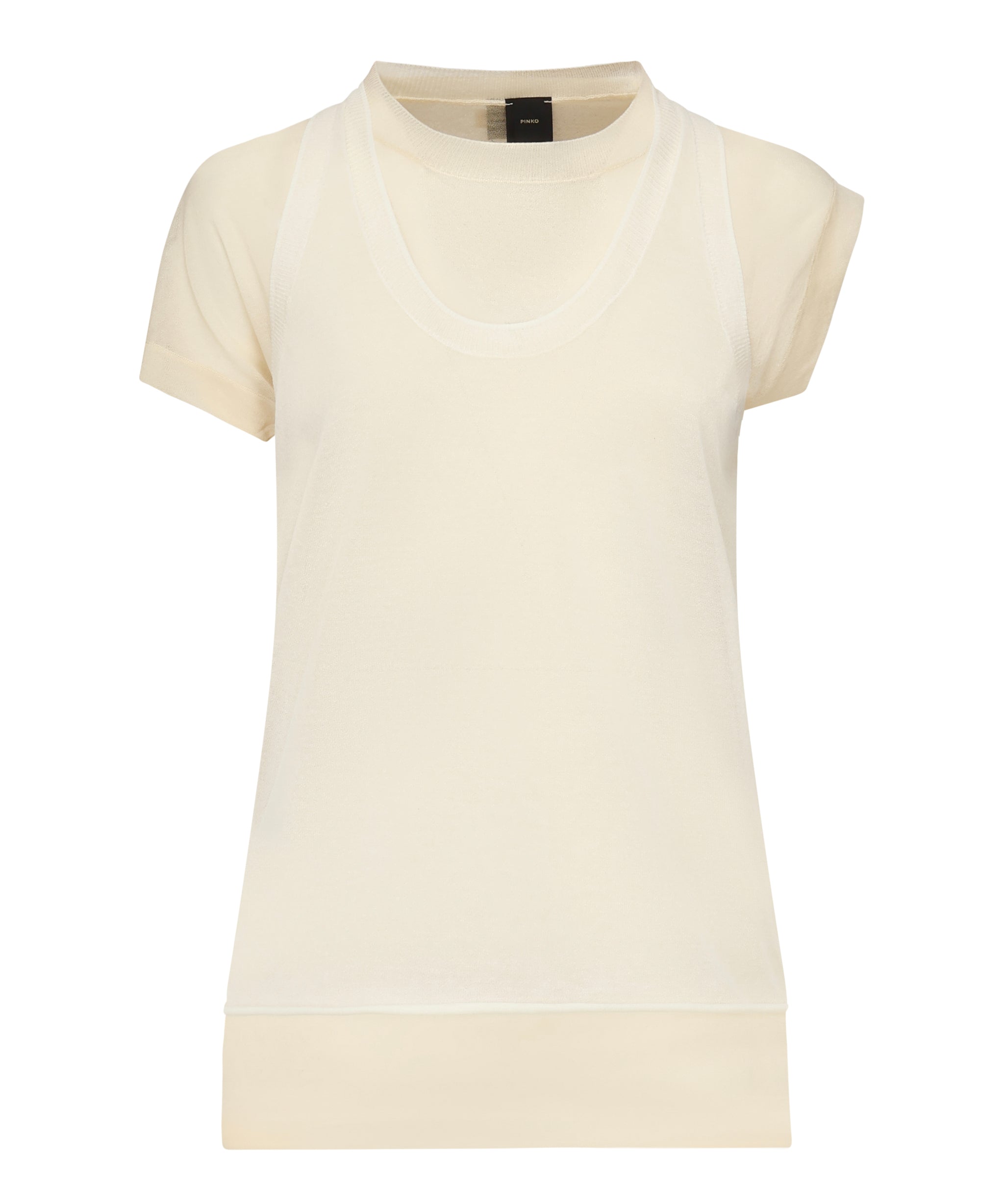 T-shirt con maniche asimmetriche e canotta abbinata 105152 A2LSZC1 PINKO 