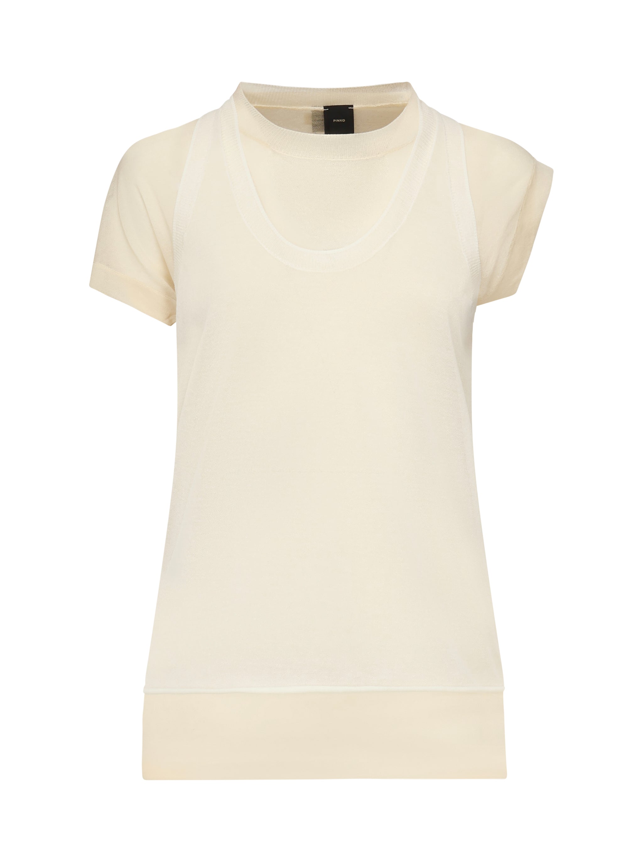T-shirt con maniche asimmetriche e canotta abbinata 105152 A2LSZC1 PINKO 