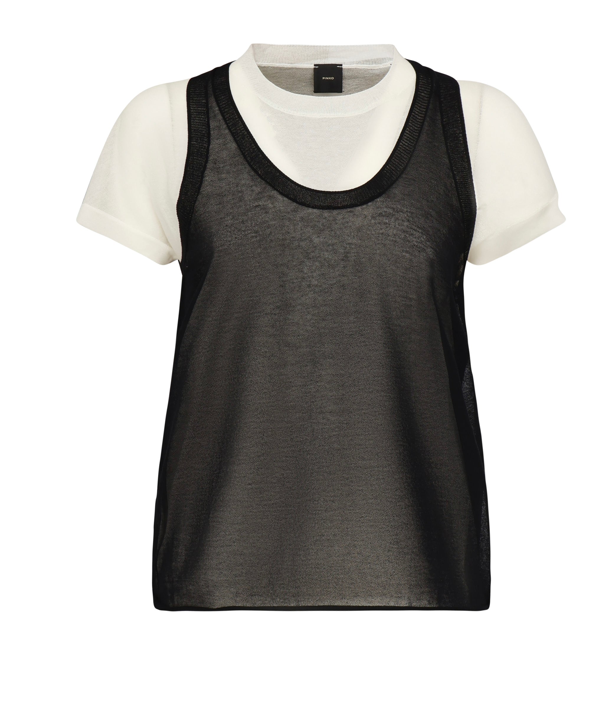 T-shirt con maniche asimmetriche e canotta abbinata 105152 A2LSZZ2 PINKO 