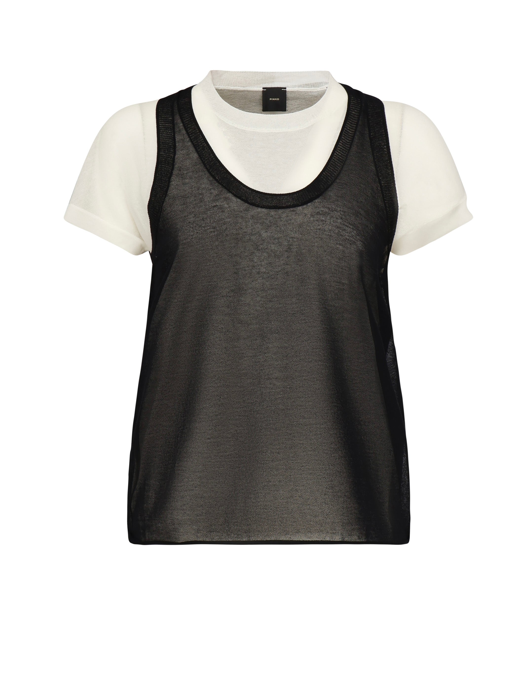 T-shirt con maniche asimmetriche e canotta abbinata 105152 A2LSZZ2 PINKO 