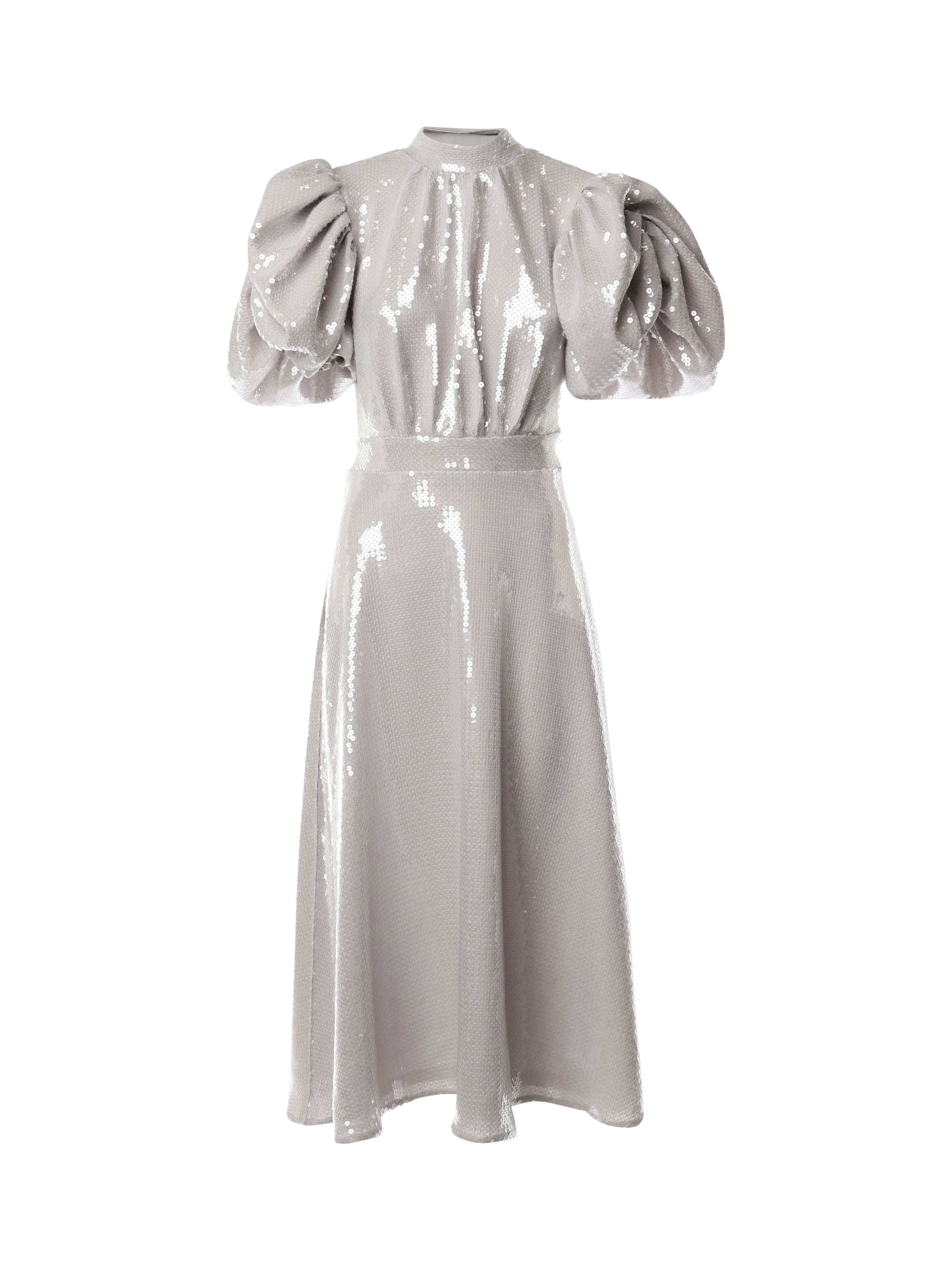 Abito midi a palloncino con paillettes 113871 039 ROTATE 