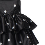 Abito corto a pois in raso con ruches 113901 1000 ROTATE 