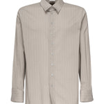 Camicia in cotone a righe e voile di seta 813932 Y2L951583 SAINT LAURENT 
