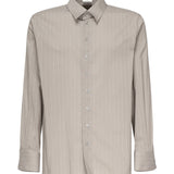 Camicia in cotone a righe e voile di seta 813932 Y2L951583 SAINT LAURENT 