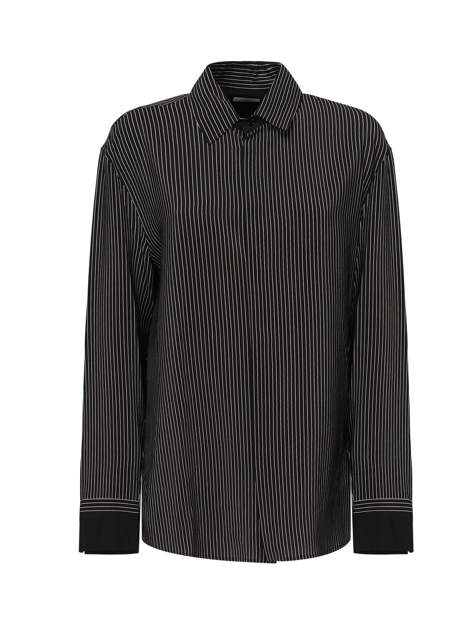 Camicia a righe in seta 823656 Y4K761095 SAINT LAURENT 
