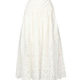 Gonna midi ricamata in cotone SS25137MSK WHITE SELF-PORTRAIT 