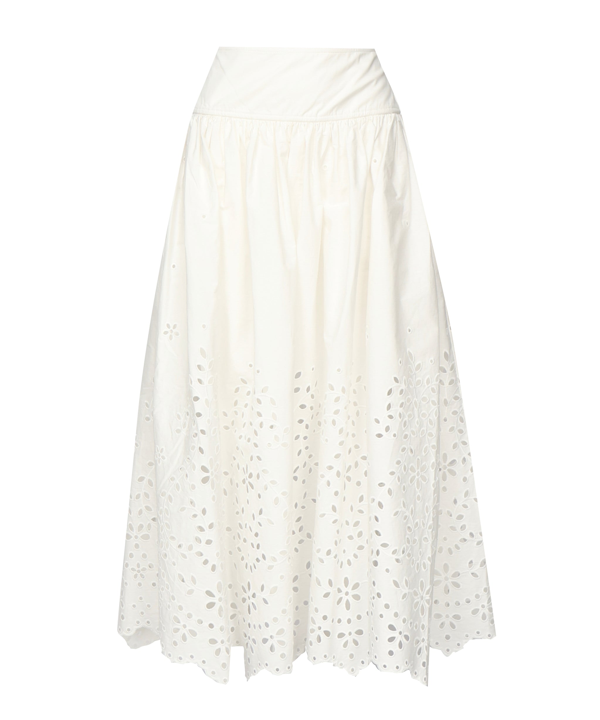 Gonna midi ricamata in cotone SS25137MSK WHITE SELF-PORTRAIT 