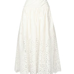 Gonna midi ricamata in cotone SS25137MSK WHITE SELF-PORTRAIT 