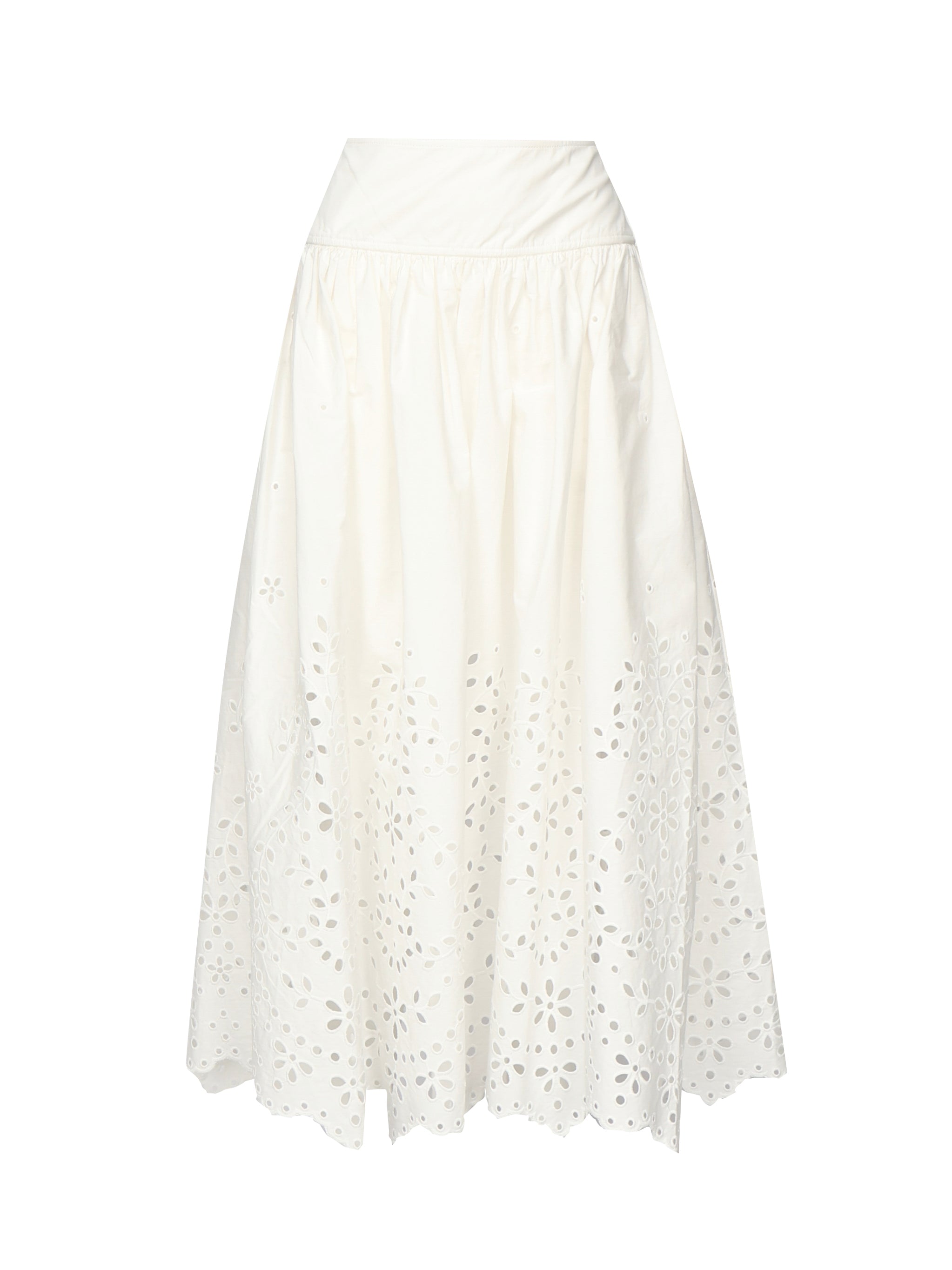 Gonna midi ricamata in cotone SS25137MSK WHITE SELF-PORTRAIT 