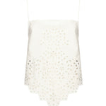 Top ricamato in cotone SS25138T WHITE SELF-PORTRAIT 