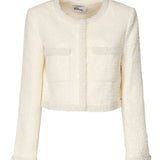 Giacca in bouclé crema con bordo di perle RS25164J C SELF-PORTRAIT 