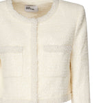 Giacca in bouclé crema con bordo di perle RS25164J C SELF-PORTRAIT 