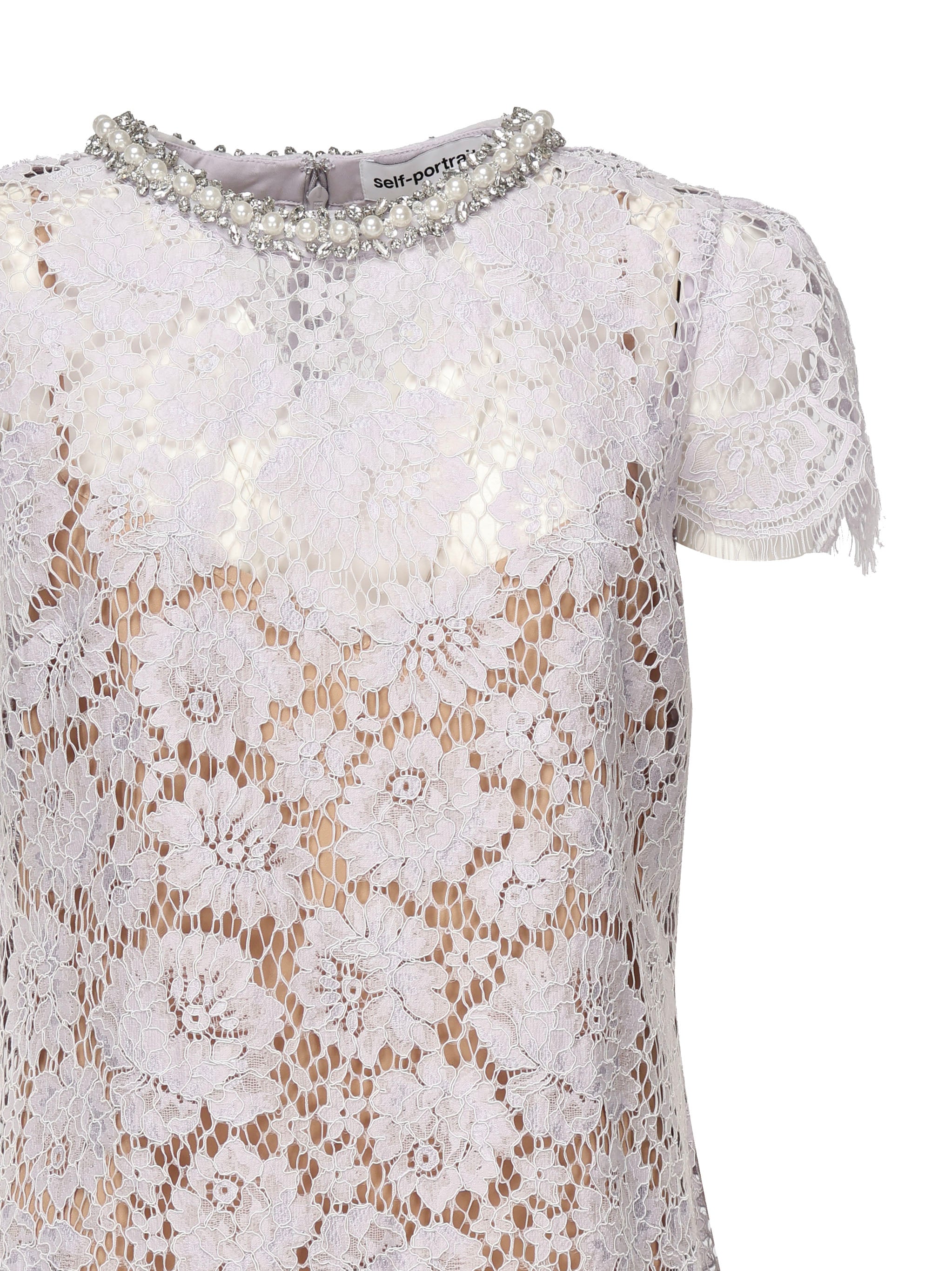 Mini abito in pizzo SS25049S LILAC SELF-PORTRAIT 