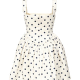Mini abito in raso a pois SS25092S CREAM SELF-PORTRAIT 