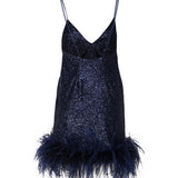 Abito Luce con piume ABITO LUCE -BLUE THE ARCHIVIA 