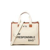 Borsa tote Responsability in cotone 73BS6AF01 RESPONSIBILITY BISNATURALE/CUOIO V° 73 