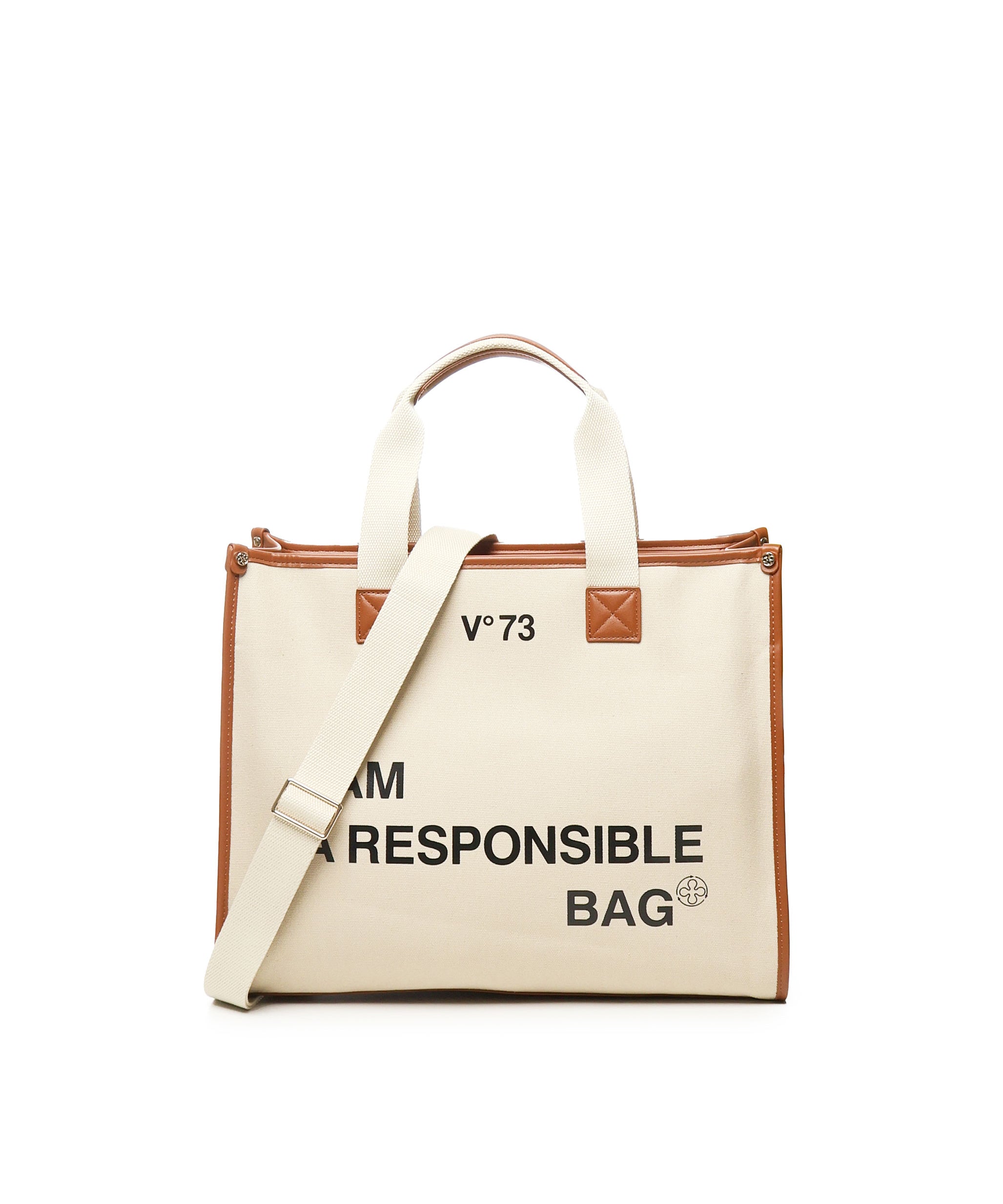 Borsa tote Responsability in cotone 73BS6AF01 RESPONSIBILITY BISNATURALE/CUOIO V° 73 