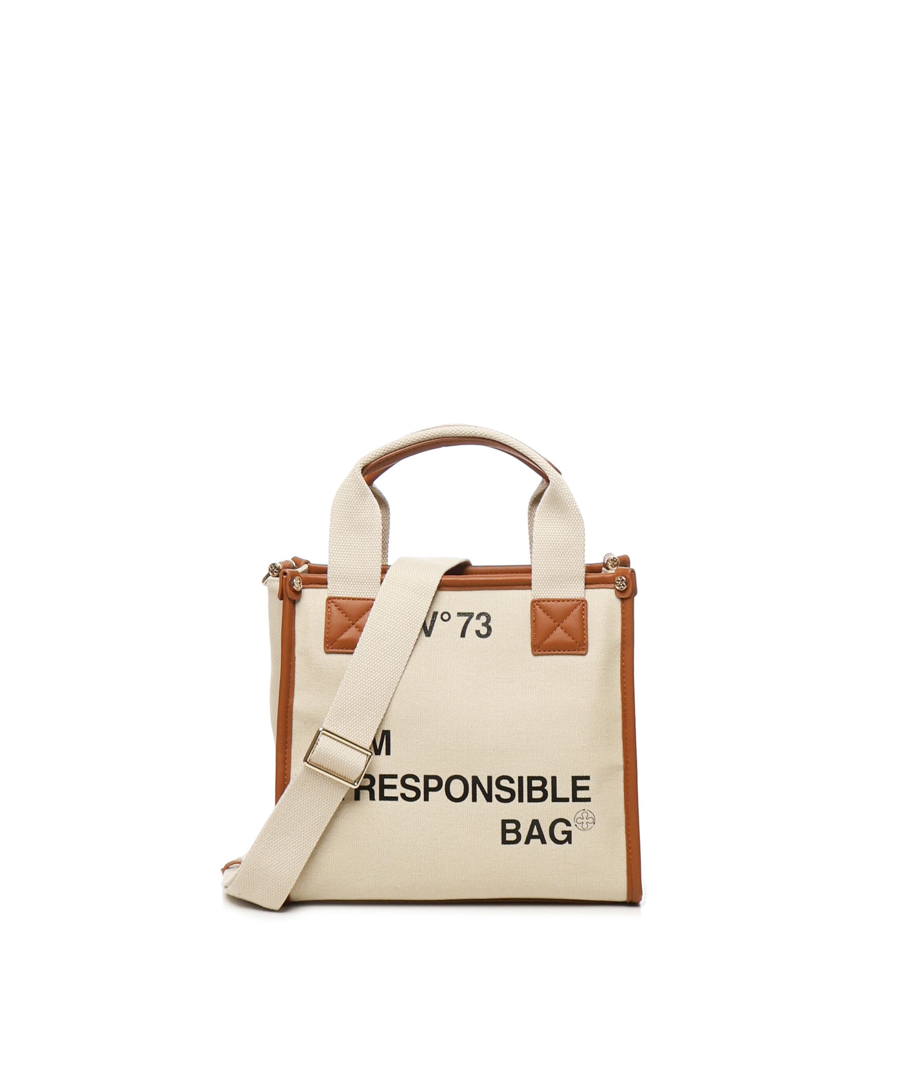 Borsa tote Responsability in canvas 73BS6AF02 RESPONSIBILITY BISNATURALE/CUOIO V° 73 