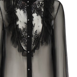 Blusa in chiffon di seta con finiture in pizzo e ruches 6B0AB7J0 2UP0NO VALENTINO GARAVANI 