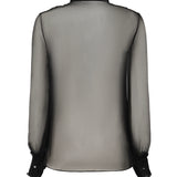 Blusa in chiffon di seta con finiture in pizzo e ruches 6B0AB7J0 2UP0NO VALENTINO GARAVANI 