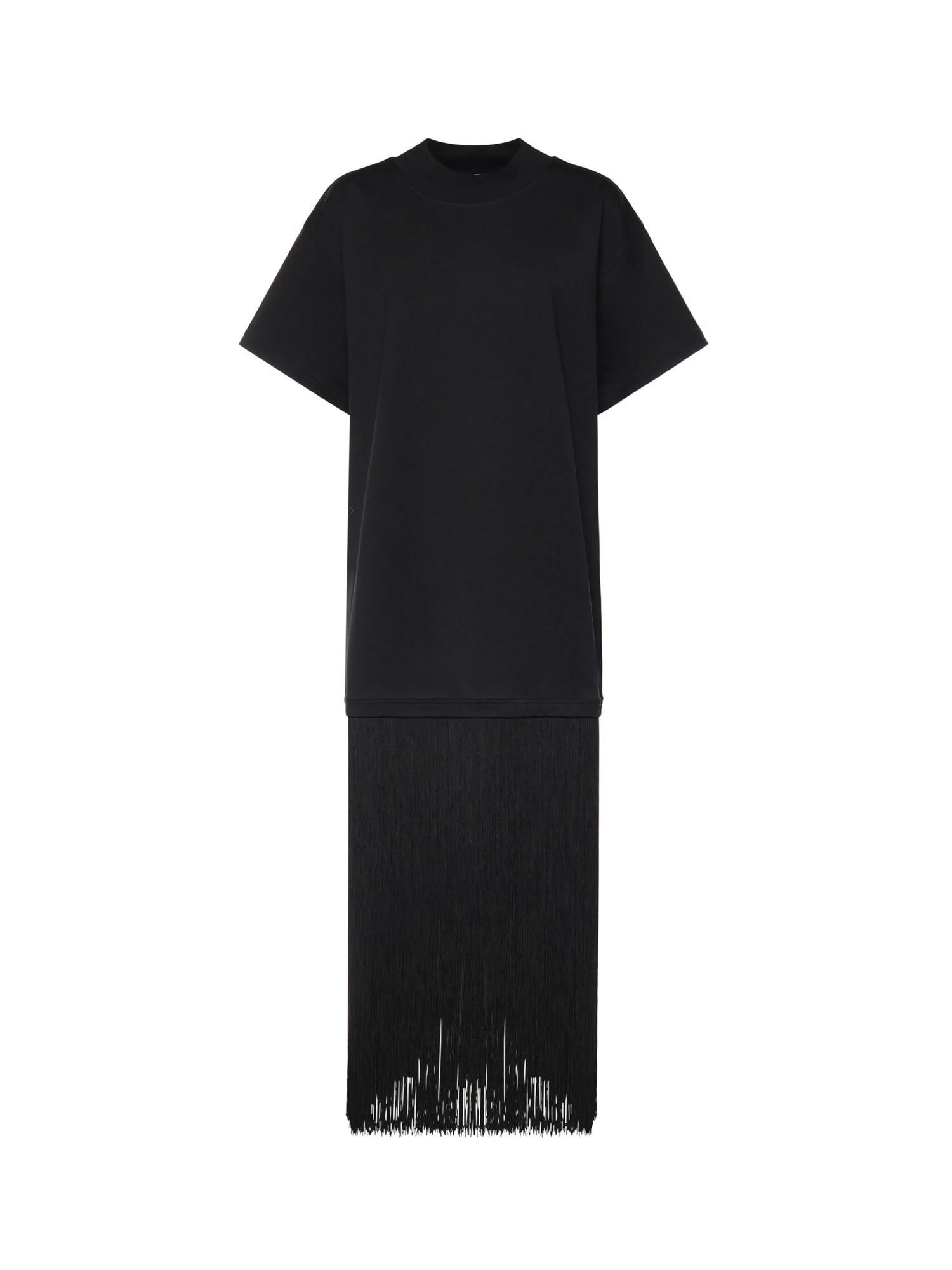 T-shirt in cotone con frange AA9I0029J103C 999 ALAIA 