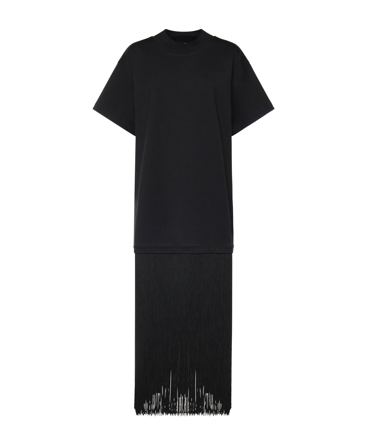 T-shirt in cotone con frange AA9I0029J103C 999 ALAIA 