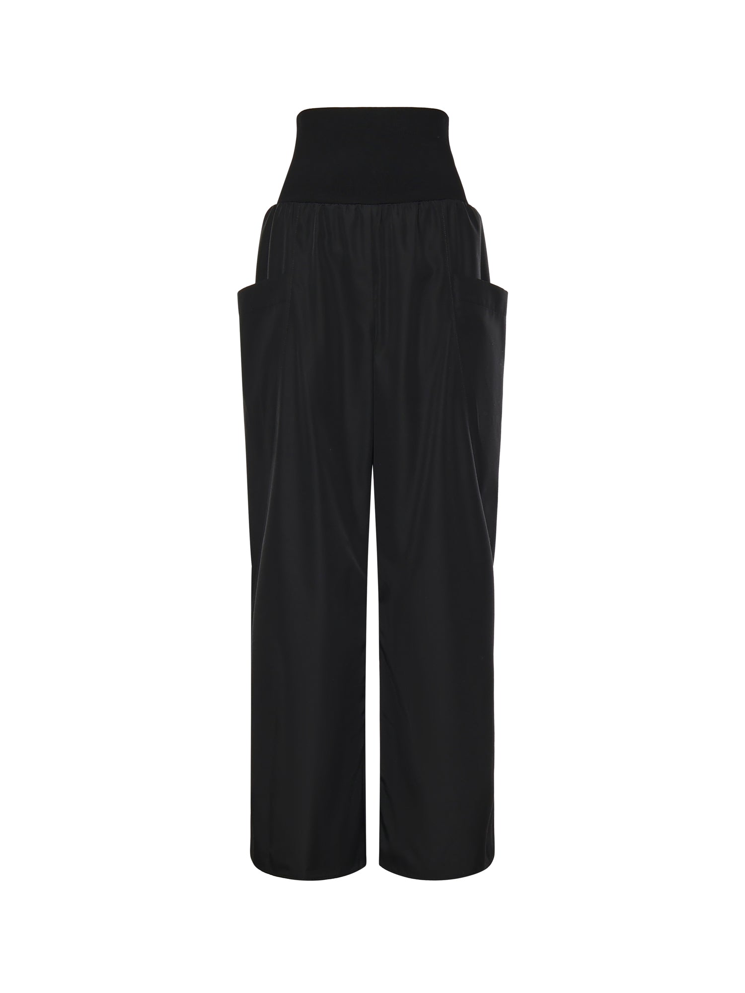 Pantaloni a gamba larga in nylon e lana AA9P1304W120C 999 ALAIA 