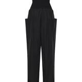 Pantaloni a gamba larga in nylon e lana AA9P1304W120C 999 ALAIA 