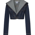 Giacca corta con cappuccio in denim AA9V0306D014C A24 ALAIA 