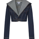 Giacca corta con cappuccio in denim AA9V0306D014C A24 ALAIA 