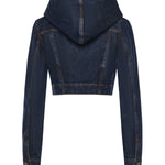 Giacca corta con cappuccio in denim AA9V0306D014C A24 ALAIA 
