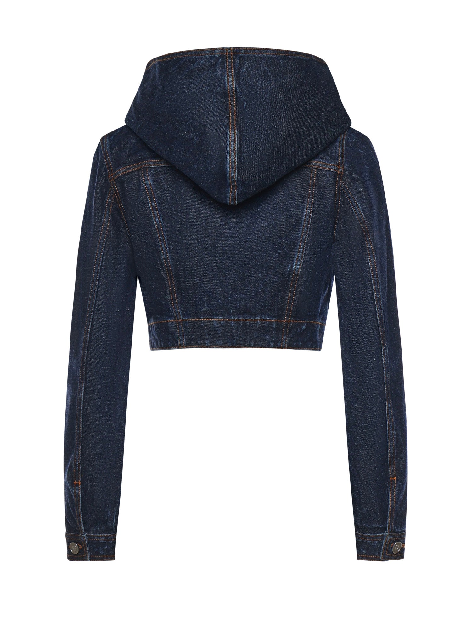 Giacca corta con cappuccio in denim AA9V0306D014C A24 ALAIA 