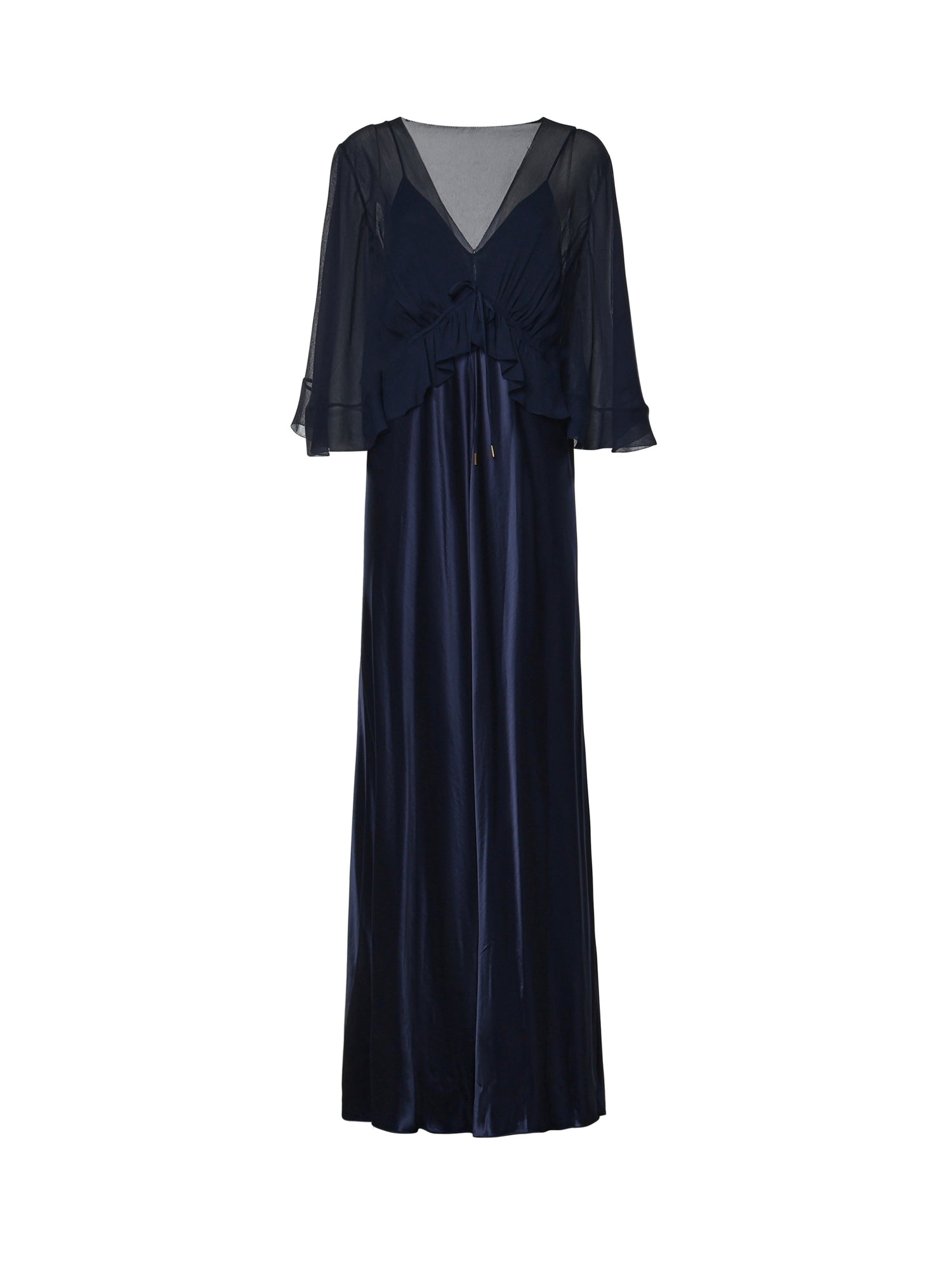 Abito lungo in raso lucido con mantella A04061627 0290 ALBERTA FERRETTI 
