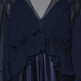 Abito lungo in raso lucido con mantella A04061627 0290 ALBERTA FERRETTI 