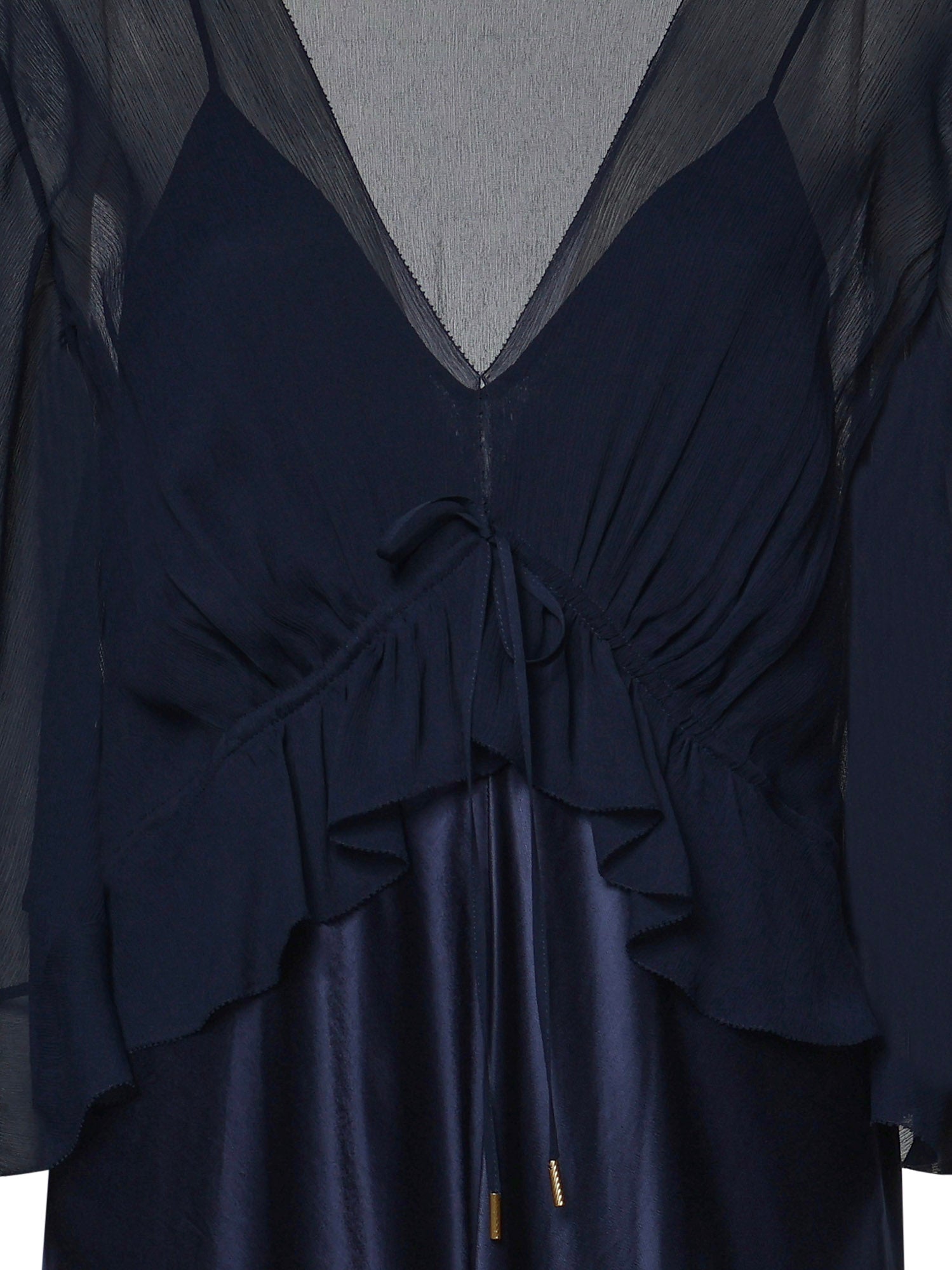 Abito lungo in raso lucido con mantella A04061627 0290 ALBERTA FERRETTI 