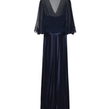 Abito lungo in raso lucido con mantella A04061627 0290 ALBERTA FERRETTI 